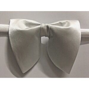 Handmade Oversized White Satin‎ Bow tie Vintage style 70`s Wedding Prom